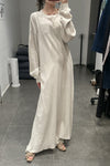 BASERANGE Long-sleeved dress with drawstring waist DRSH Collection Portugal BAS-DRSH-RIB-000-HUI Grey